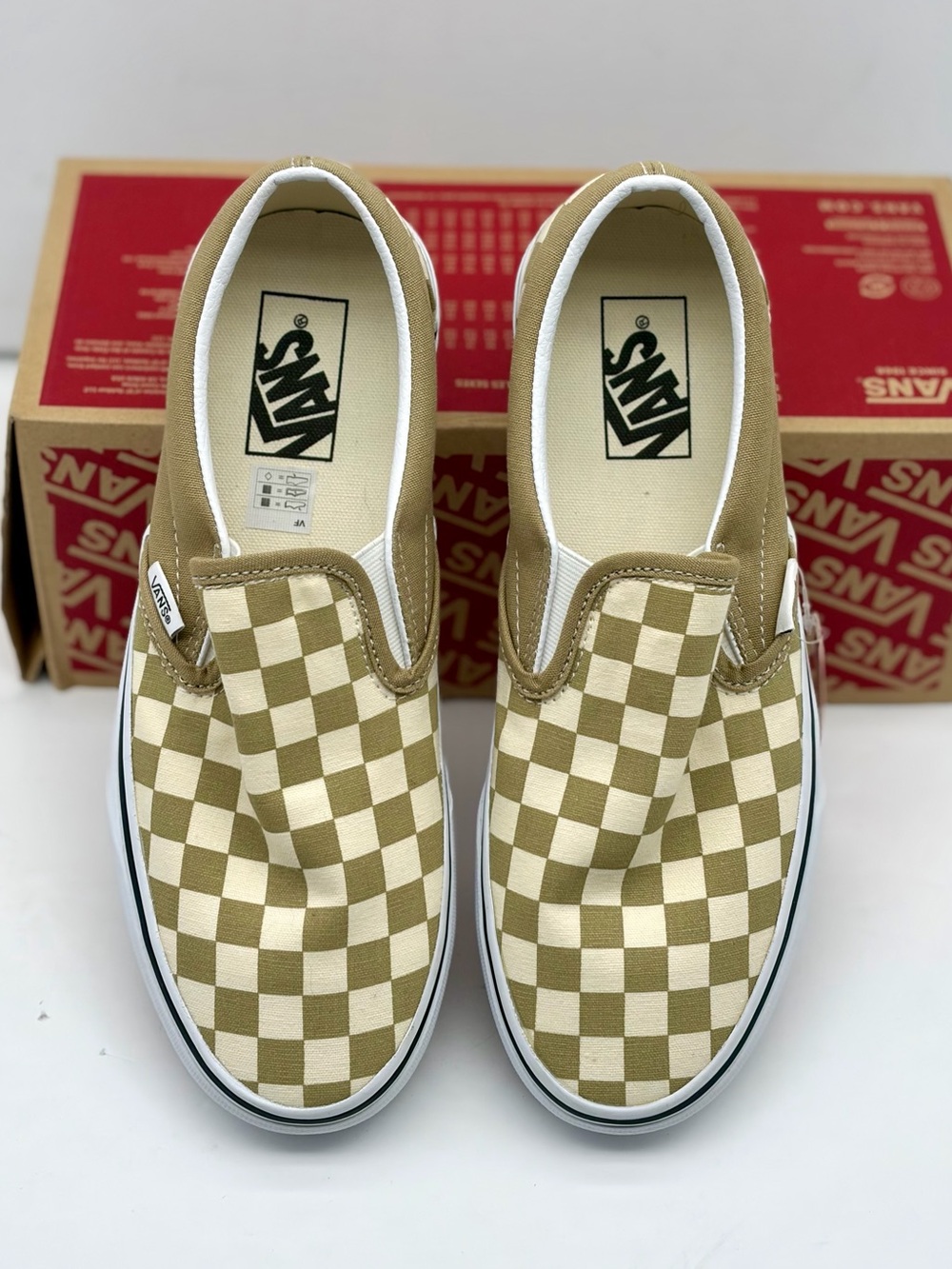 Vans Checkerboard Slip-On Sneakers - Tan & White